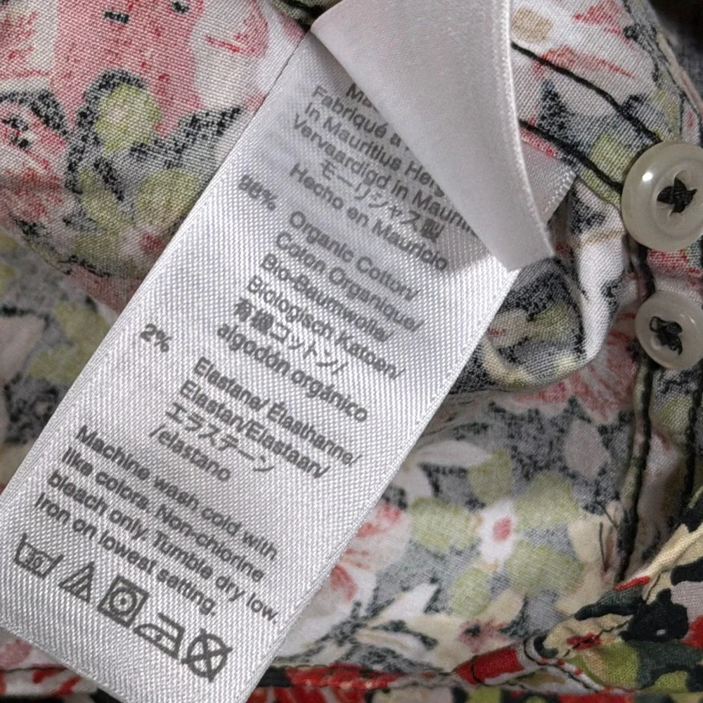 J. Crew Secret Wash Shirt Mens Large Multicolor Slim Floral Organic Cotton L/S